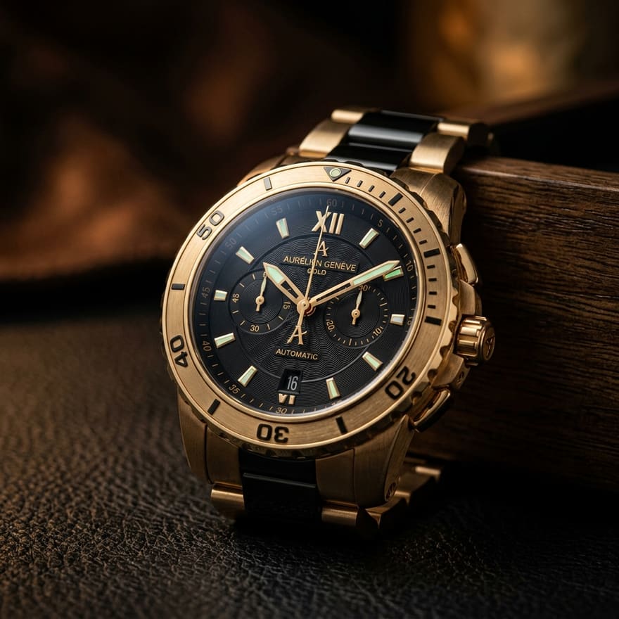 Boutique de montres rares, garde-temps de luxe en lumière cinématographique