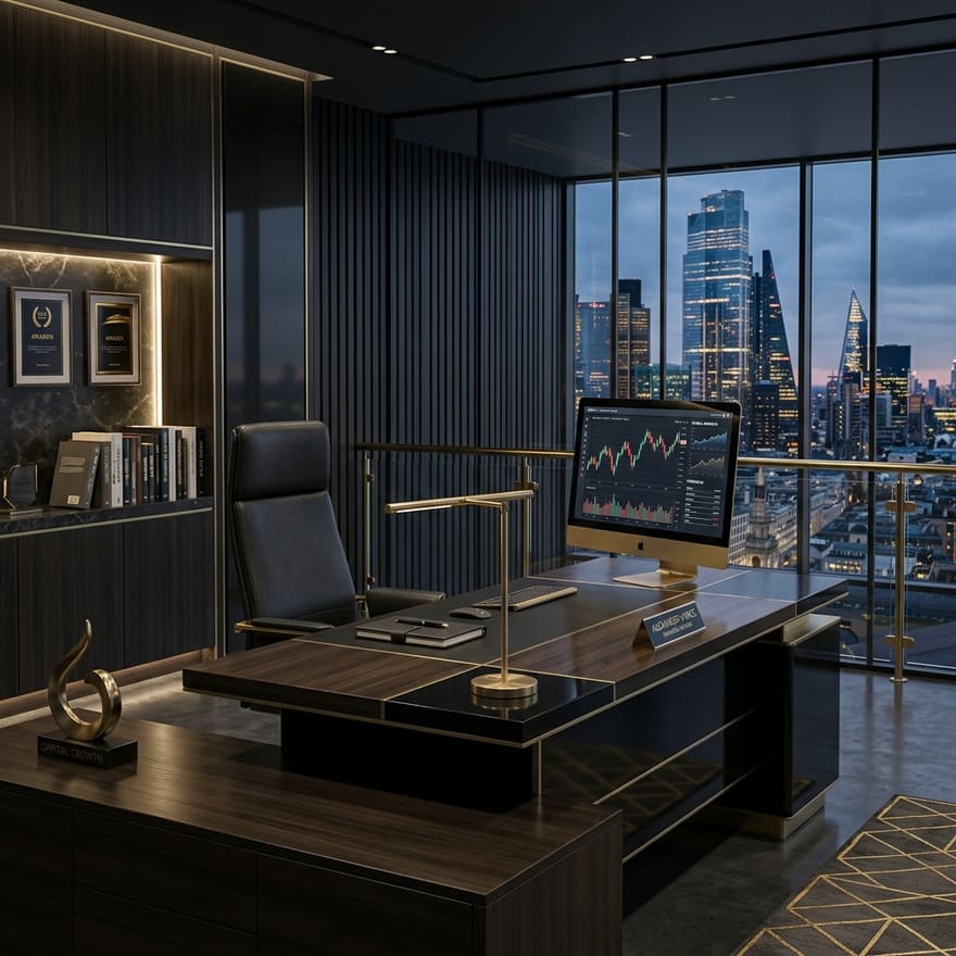 Espace de bureau corporate rehaussé de touches dorées
